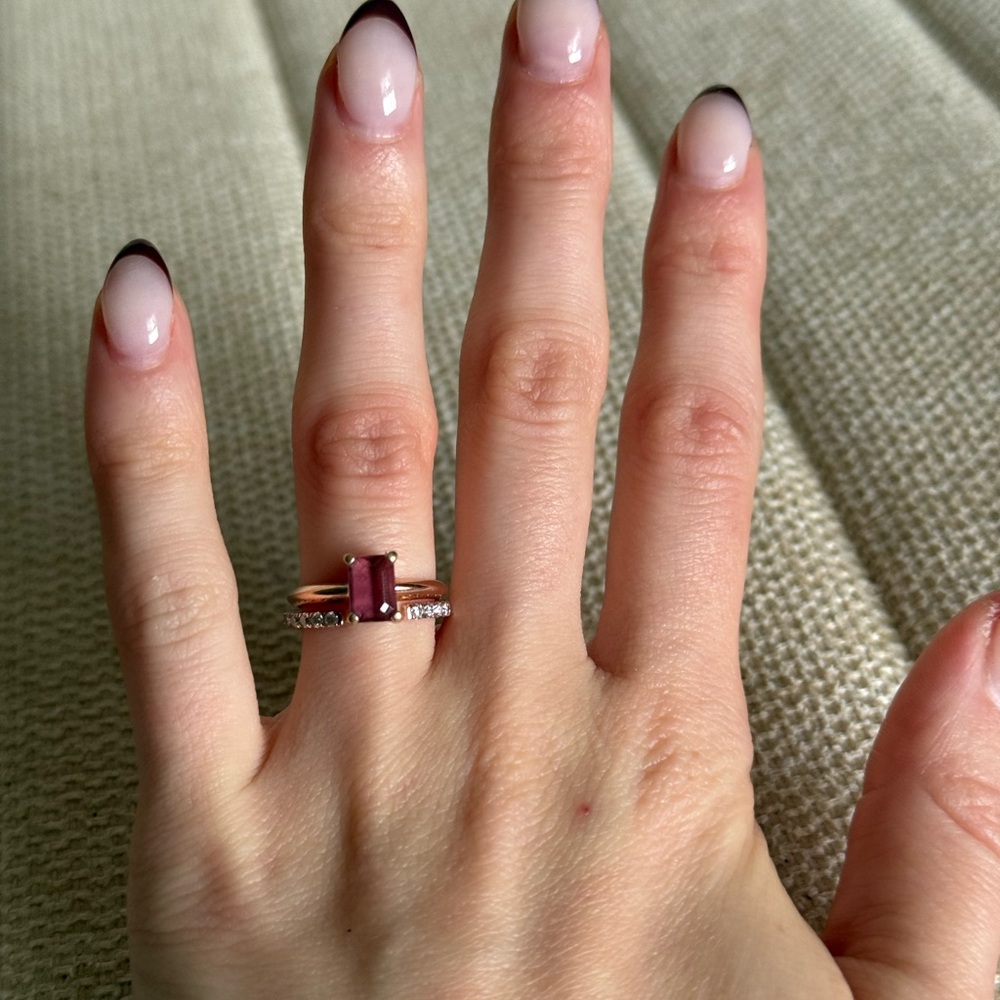 Emerald Cut Rose Gold Engagement Set